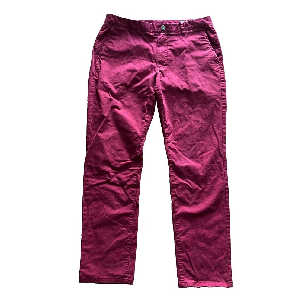 Bonobos Men’s Athletic Fit Chino Pants Size 34x32 Burgundy Casual Flat Front